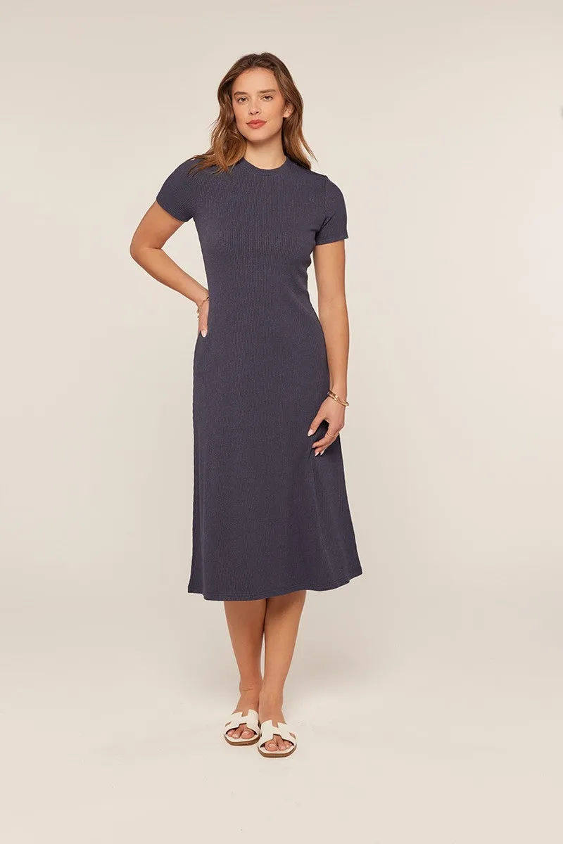 Navy Basic Ribbed Knit Midi Dress sold by Pinkblush product image thumbnail 2