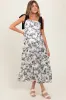 Cream/Black Floral Print Shoulder Bow Tie Maternity Midi Dress sold by Pinkblush