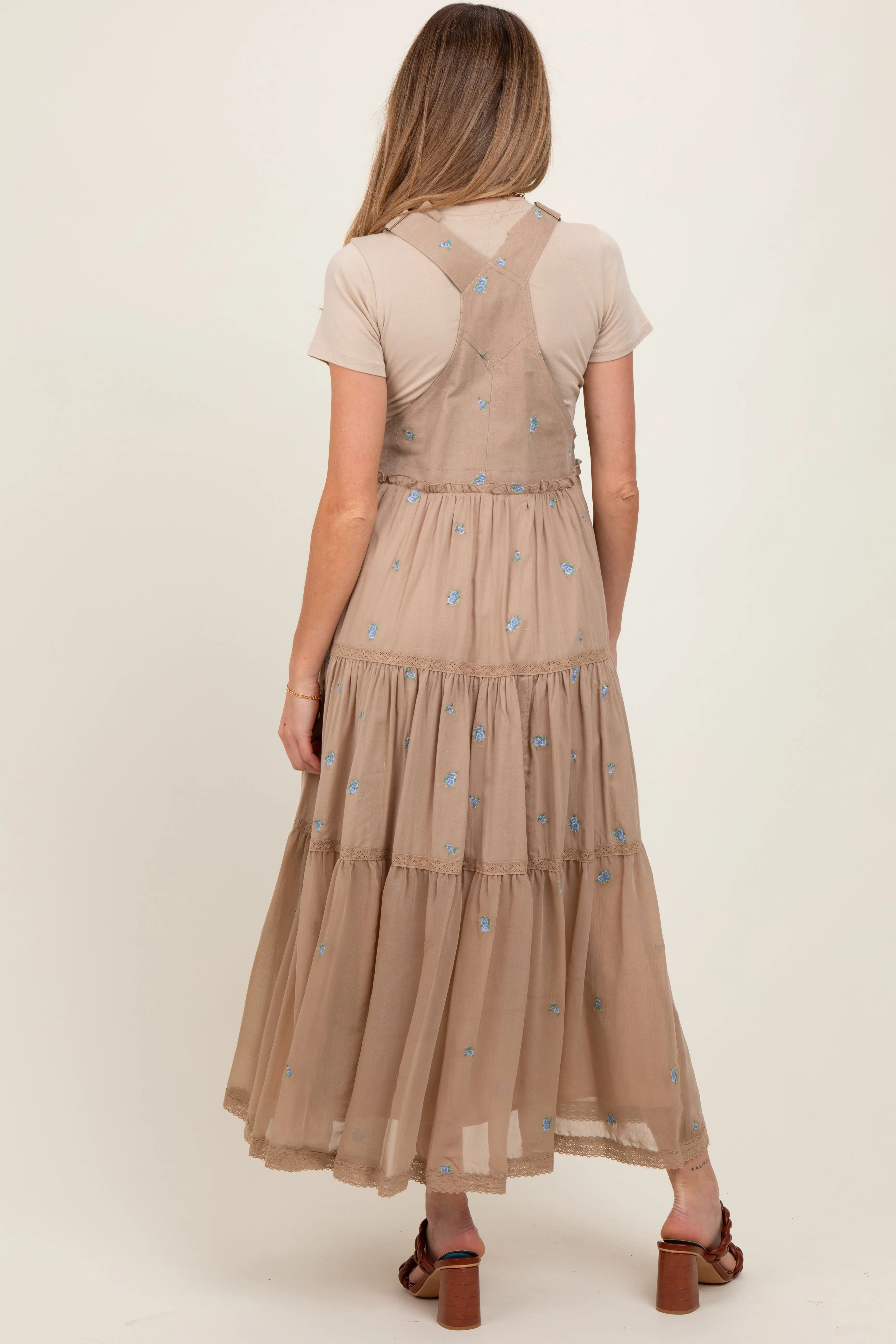 Light Taupe Embroidered Floral Maternity Skirtall sold by Pinkblush product image thumbnail 3