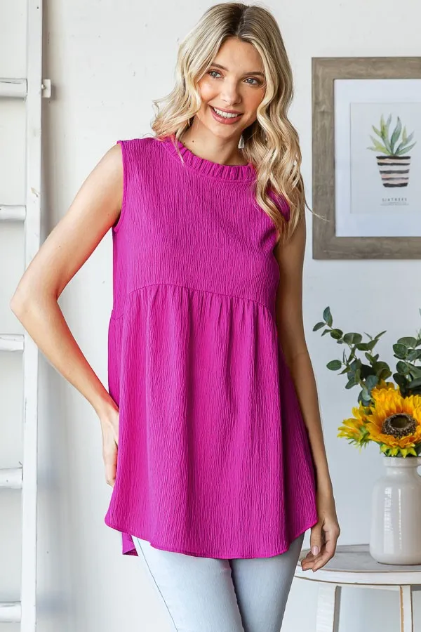 Magenta Ruffle Mock Neck Maternity Sleeveless Blouse sold by Pinkblush product image thumbnail 5