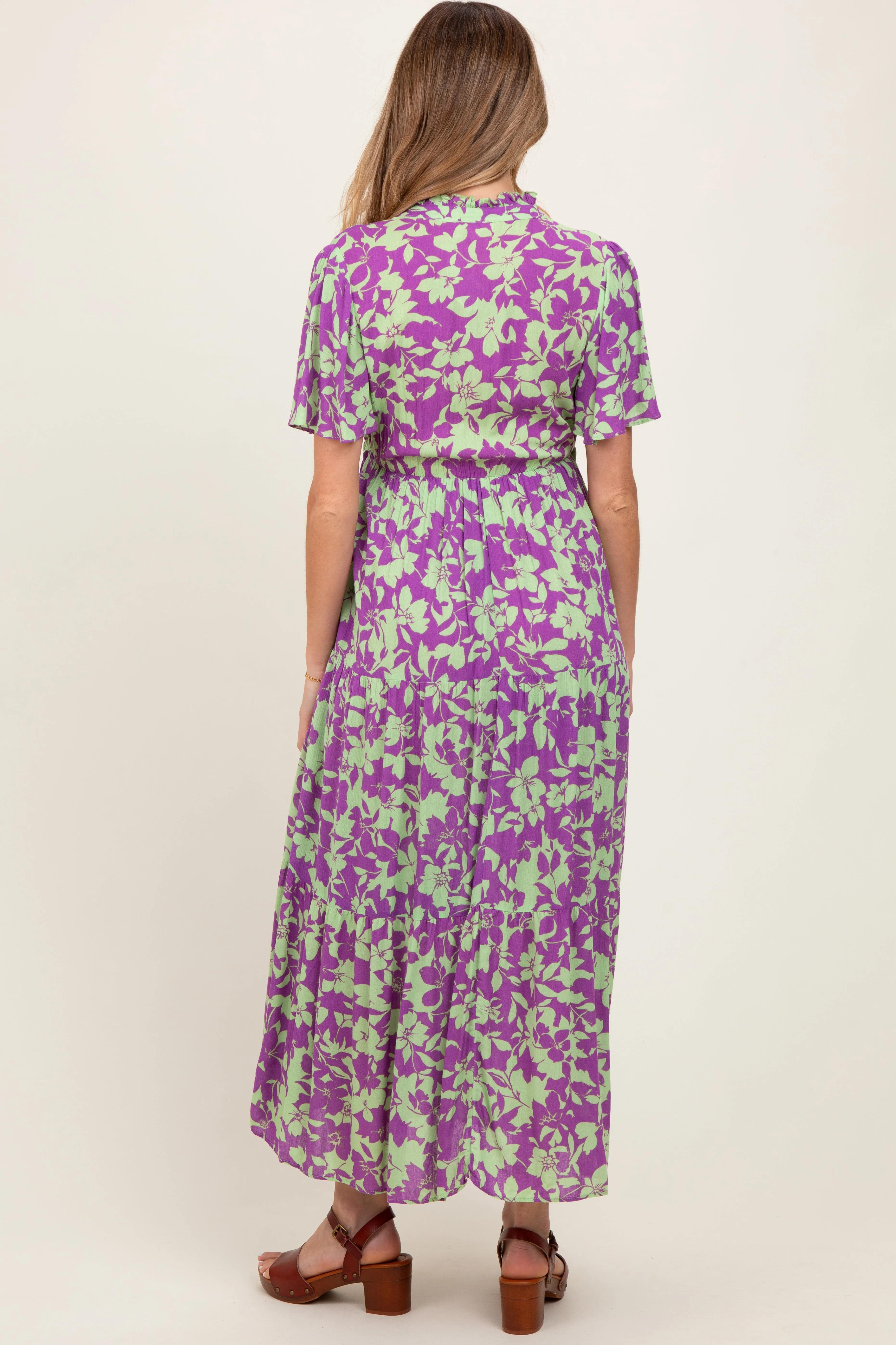 Mint Green Button Ruffle Detail Maternity Maxi Dress sold by Pinkblush product image thumbnail 4