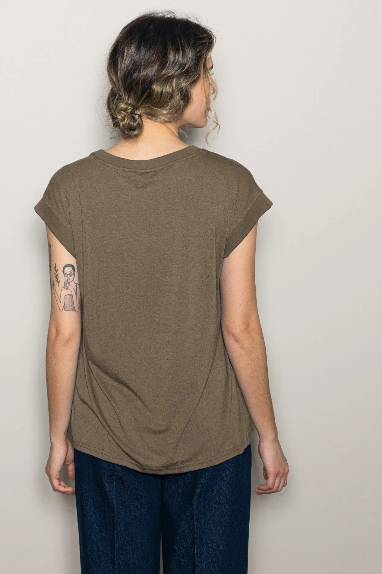 Mocha Crew Neck Muscle Tee sold by Pinkblush product image thumbnail 2