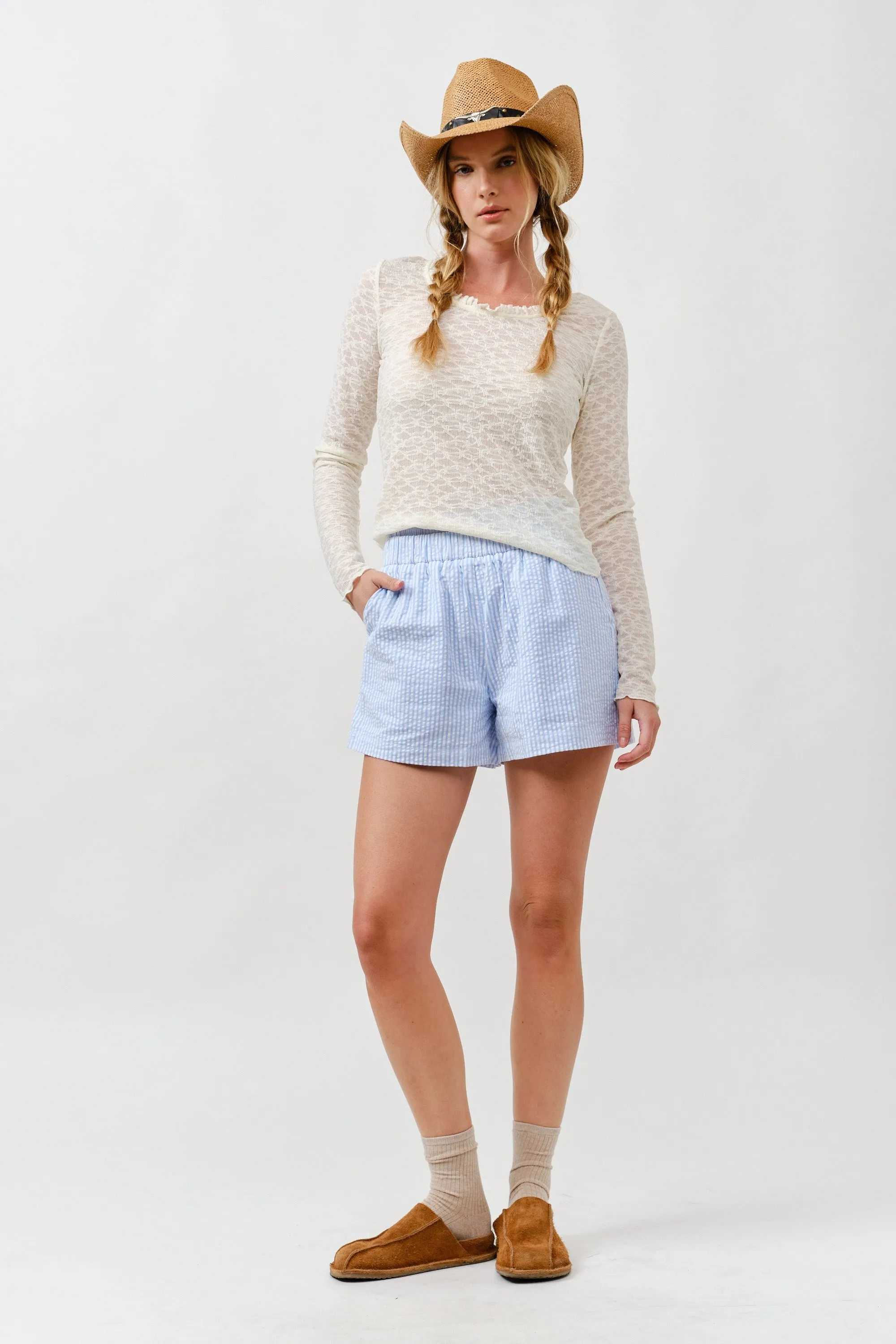 Cream Lace Ruffle Neckline Long Sleeve Top sold by Pinkblush product image thumbnail 3