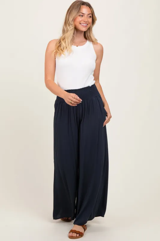 Charcoal Wide Smock Waist Pants sold by Pinkblush