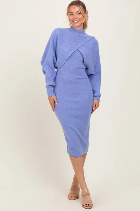 Periwinkle Bodycon Dress And Sweater Set sold by Pinkblush