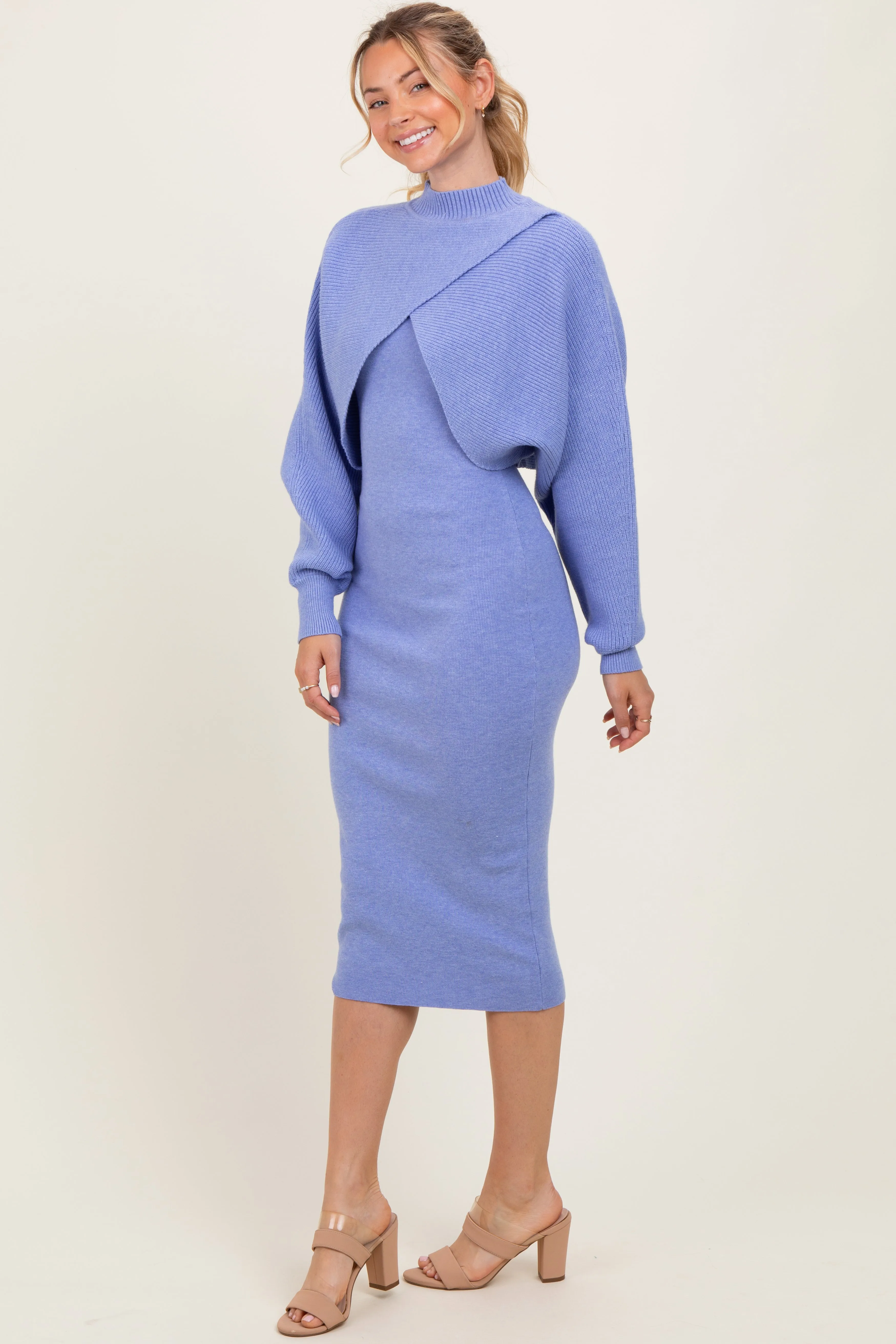 Periwinkle Bodycon Dress And Sweater Set sold by Pinkblush product image thumbnail 3