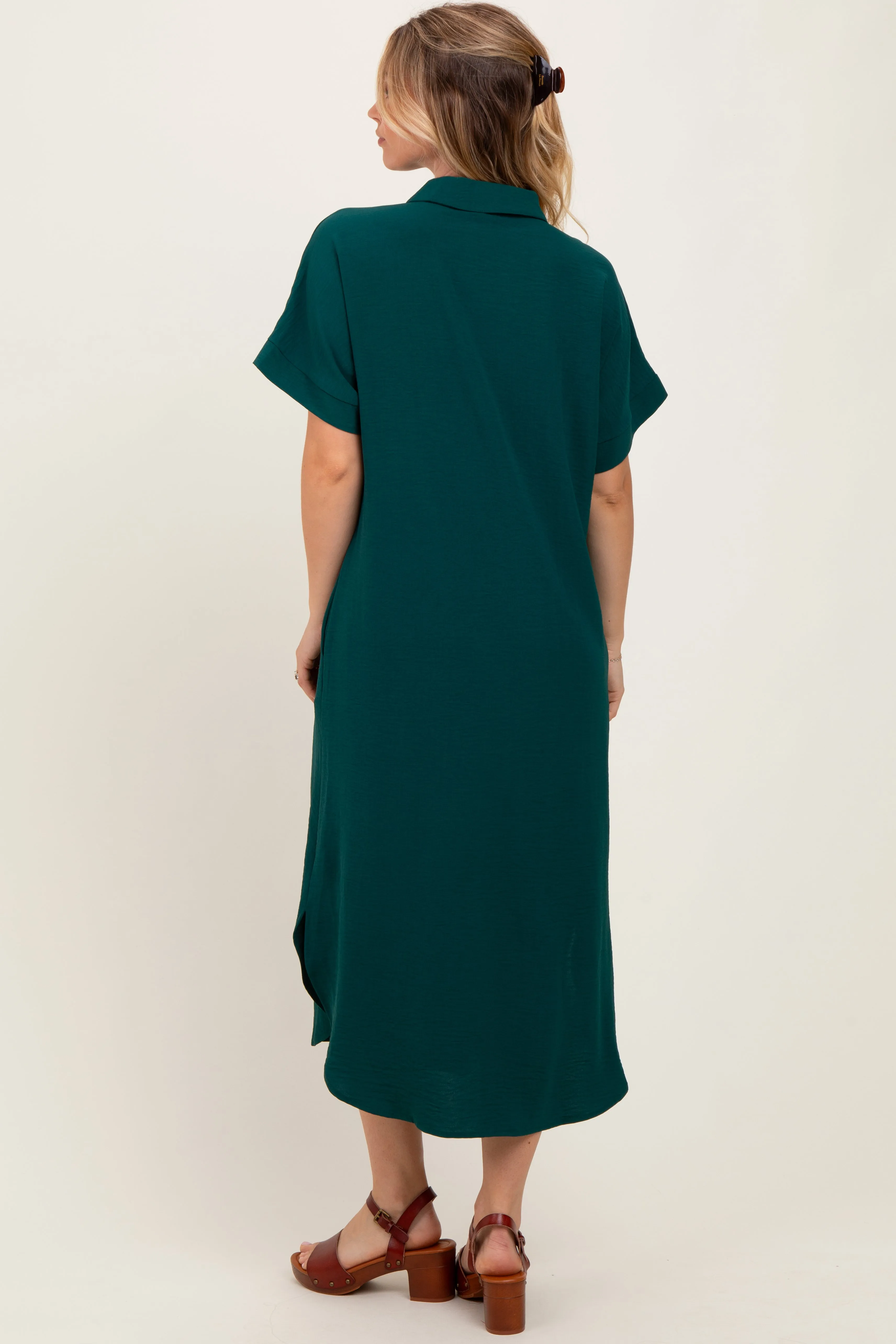 Royal Blue Button Down Front Pocket Midi Dress sold by Pinkblush product image thumbnail 4