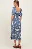 Light Navy Floral Sweetheart Neckline Midi Dress sold by Pinkblush
