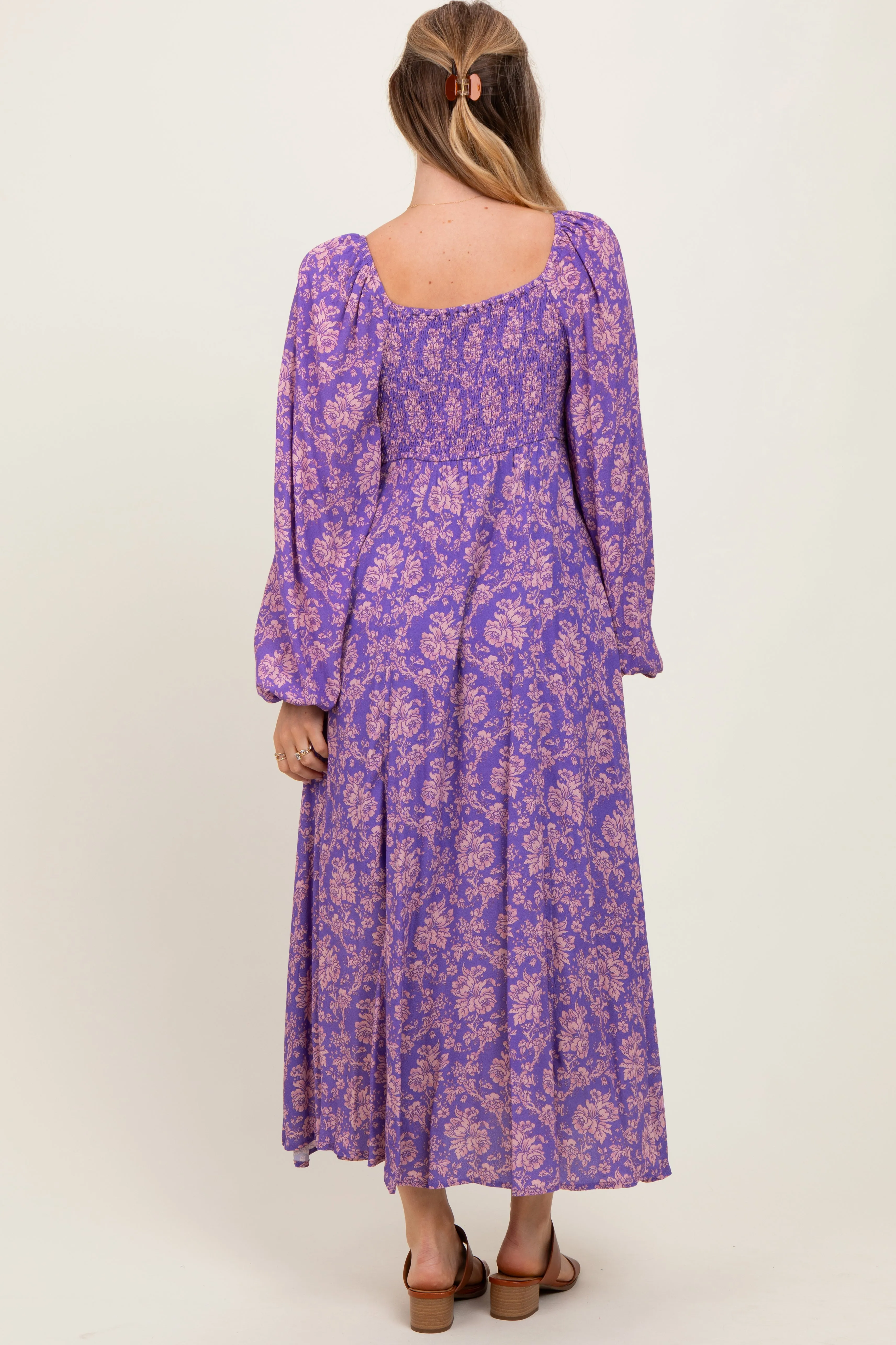 Purple Floral Long Sleeve Dress sold by Pinkblush product image thumbnail 4