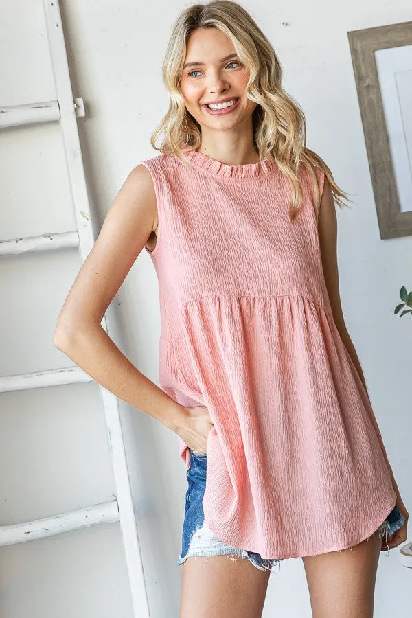 Blush Ruffle Mock Neck Maternity Sleeveless Blouse sold by Pinkblush product image thumbnail 4