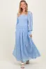 Periwinkle Lace Smocked Bubble Sleeve Maxi Dress sold by Pinkblush