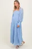 Periwinkle Lace Smocked Bubble Sleeve Maxi Dress sold by Pinkblush