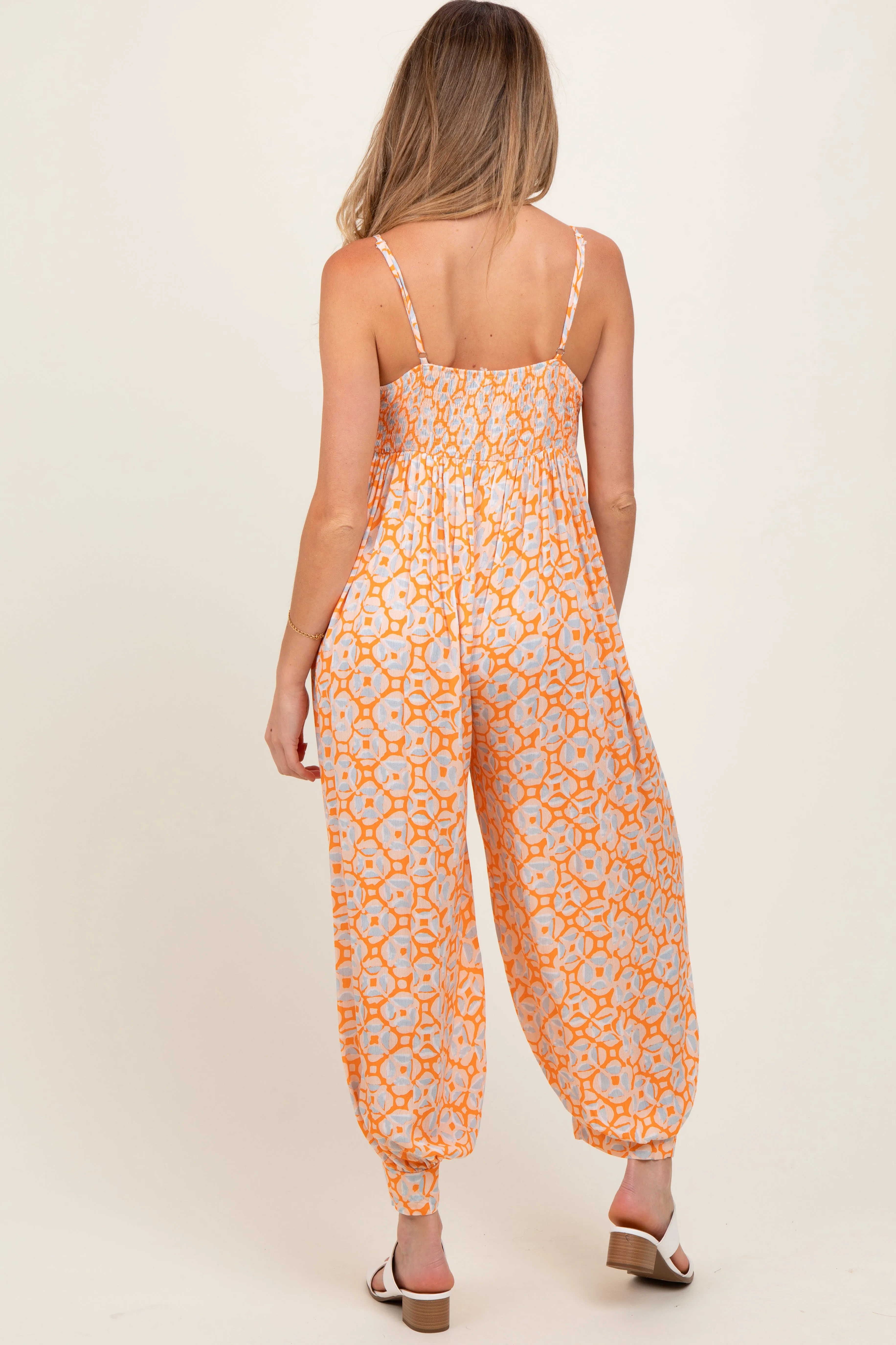 Peach Printed Button Detail Maternity Jumpsuit sold by Pinkblush product image thumbnail 2