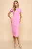Pink Crew Neck Bubble Knit Ribbed Maternity Midi Dress sold by Pinkblush
