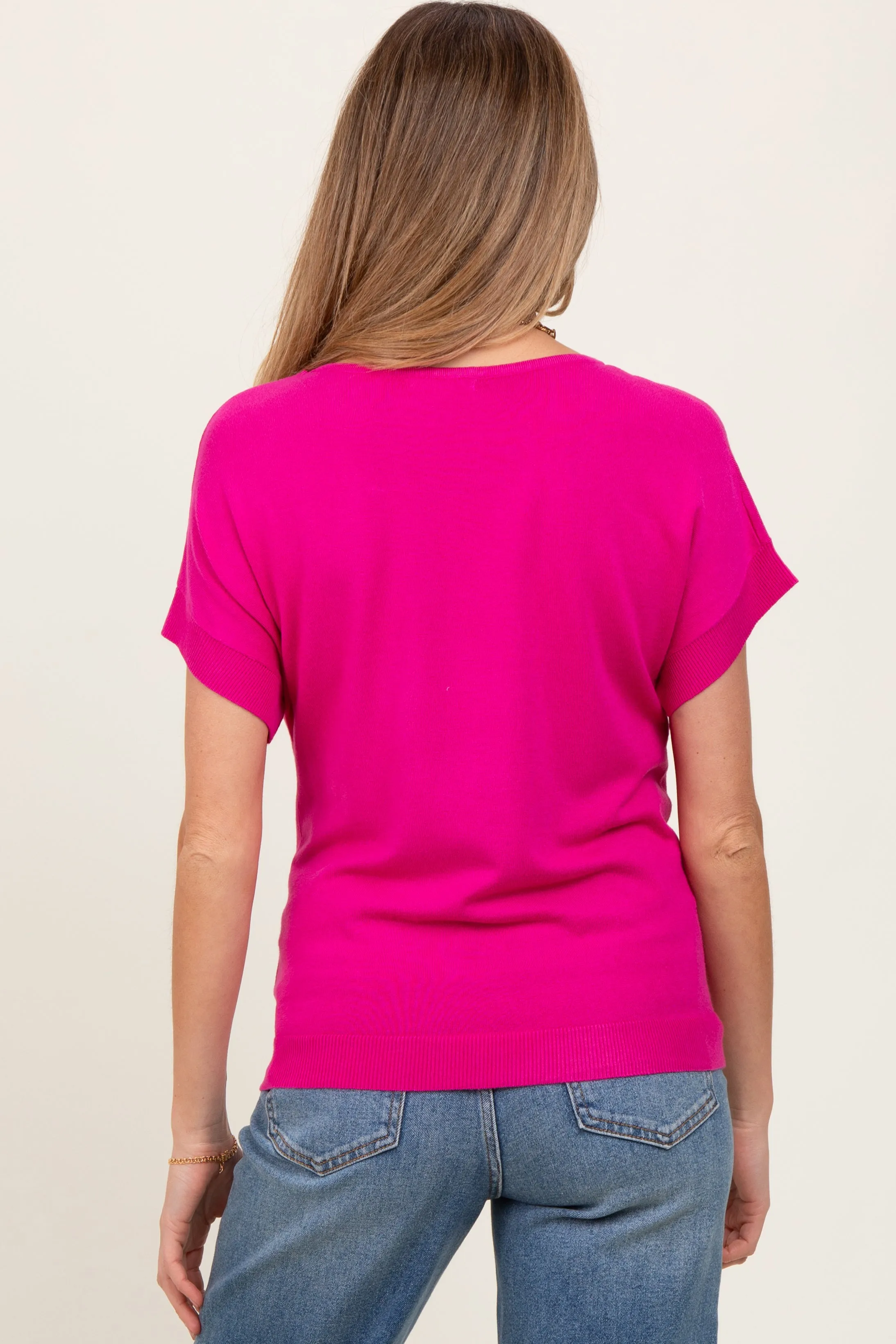 Fuchsia Knit Short Sleeve Maternity Top sold by Pinkblush product image thumbnail 4