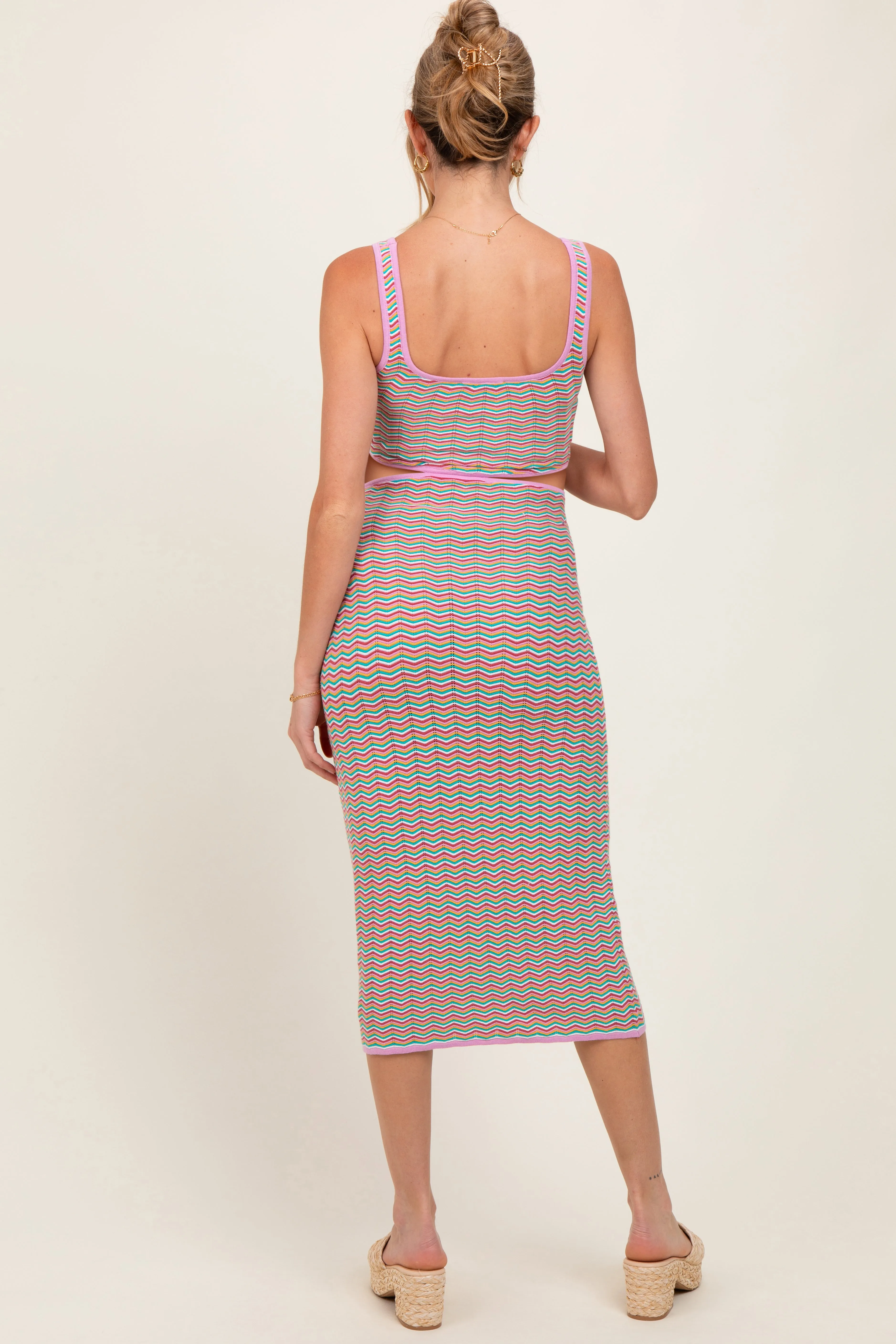 Pink Chevron Knit Cutout Maternity Midi Dress sold by Pinkblush product image thumbnail 3