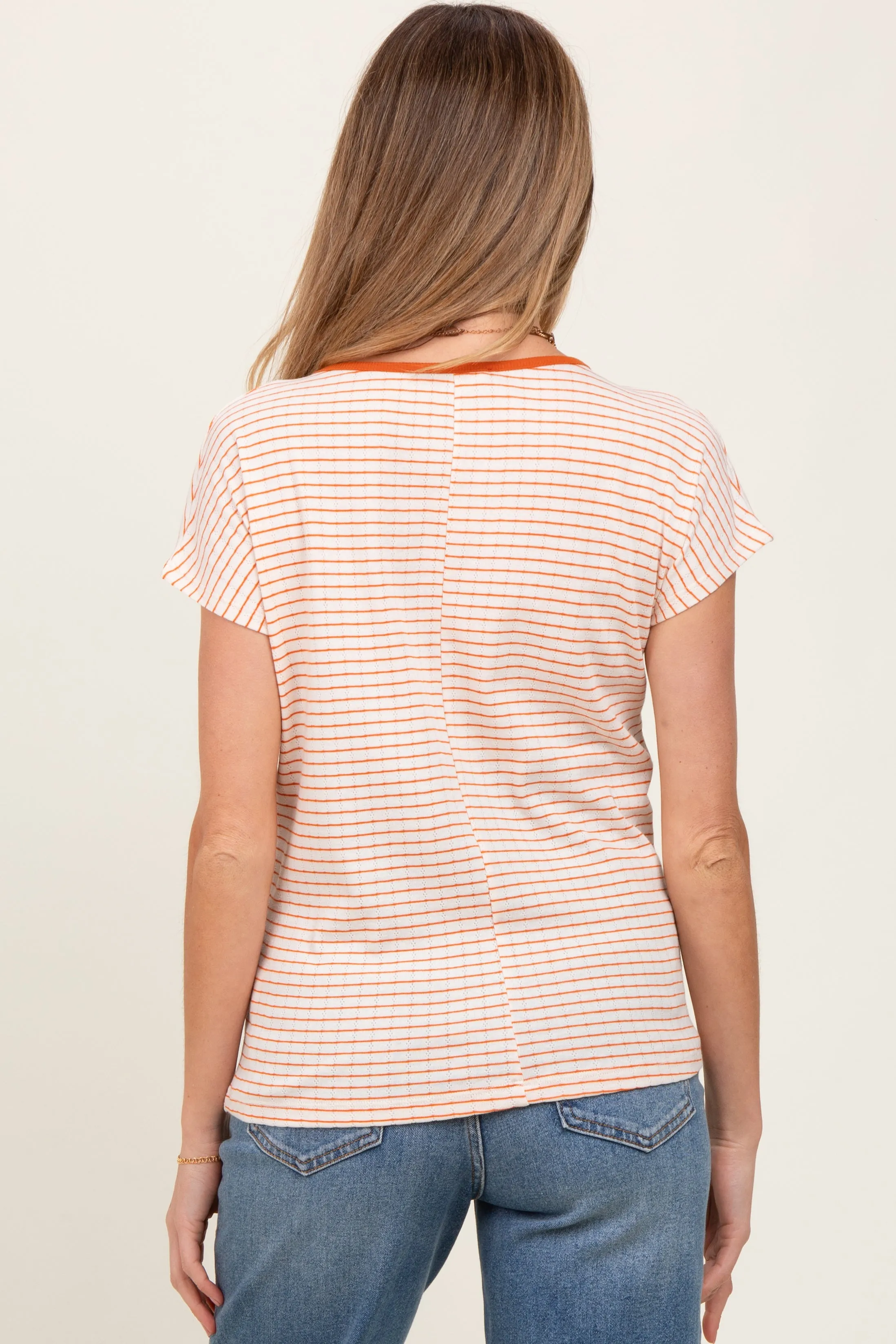 Orange Striped Knit Maternity Short Sleeve Top sold by Pinkblush product image thumbnail 4