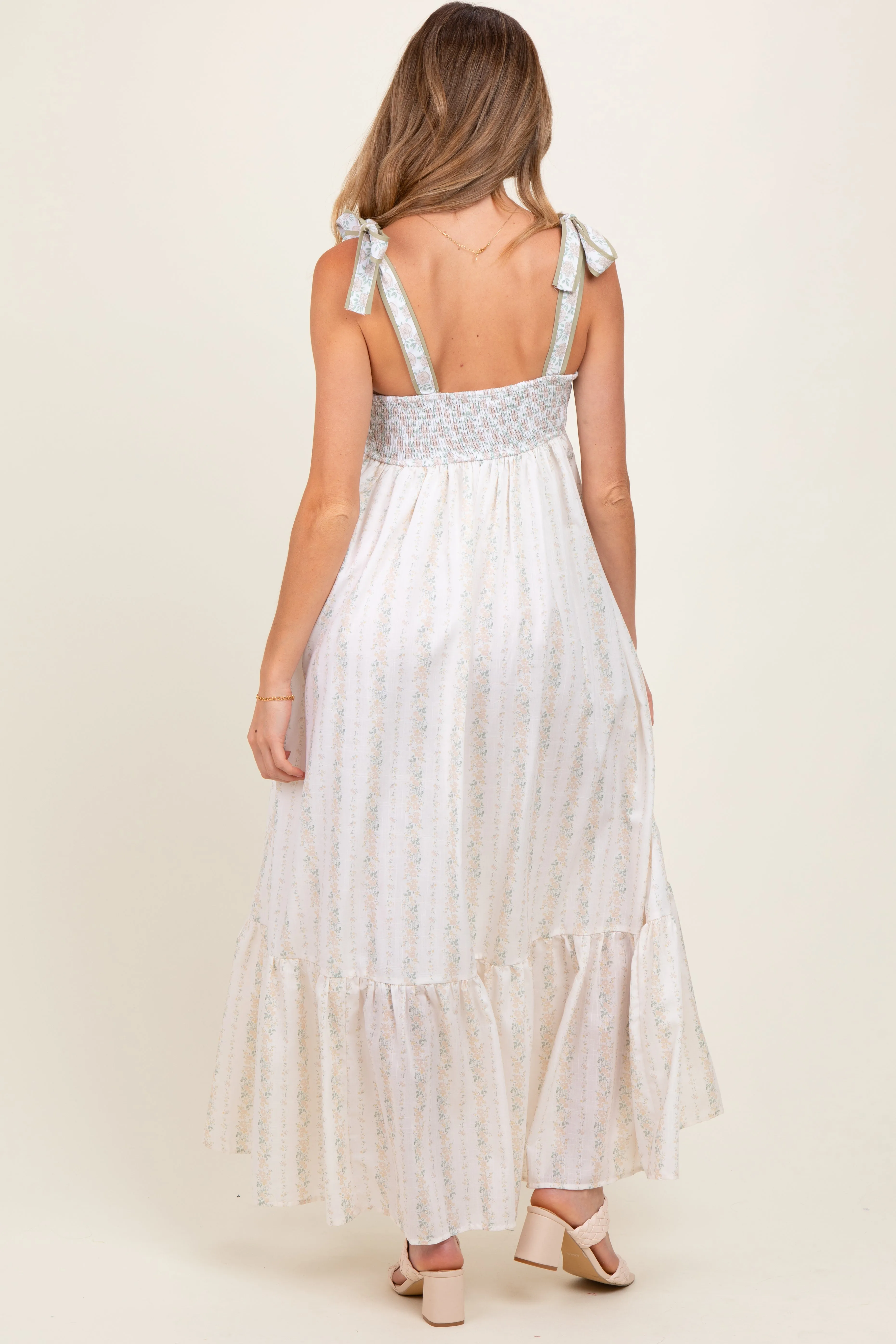 Peach Floral Floral Cotton Maternity Dress sold by Pinkblush product image thumbnail 4