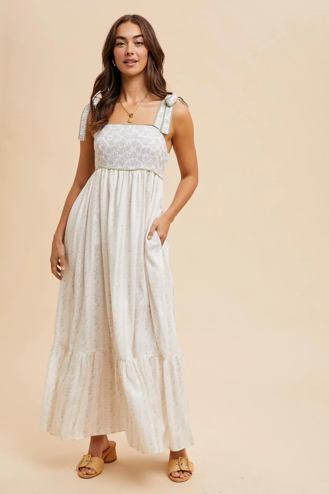 Peach Floral Floral Cotton Maternity Dress sold by Pinkblush product image thumbnail 5