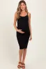 Black Double Layer Heavy Ribbed Sleeveless Maternity Dress sold by Pinkblush