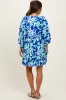 Royal Blue Print 3/4 Balloon Sleeve Maternity Dress sold by Pinkblush