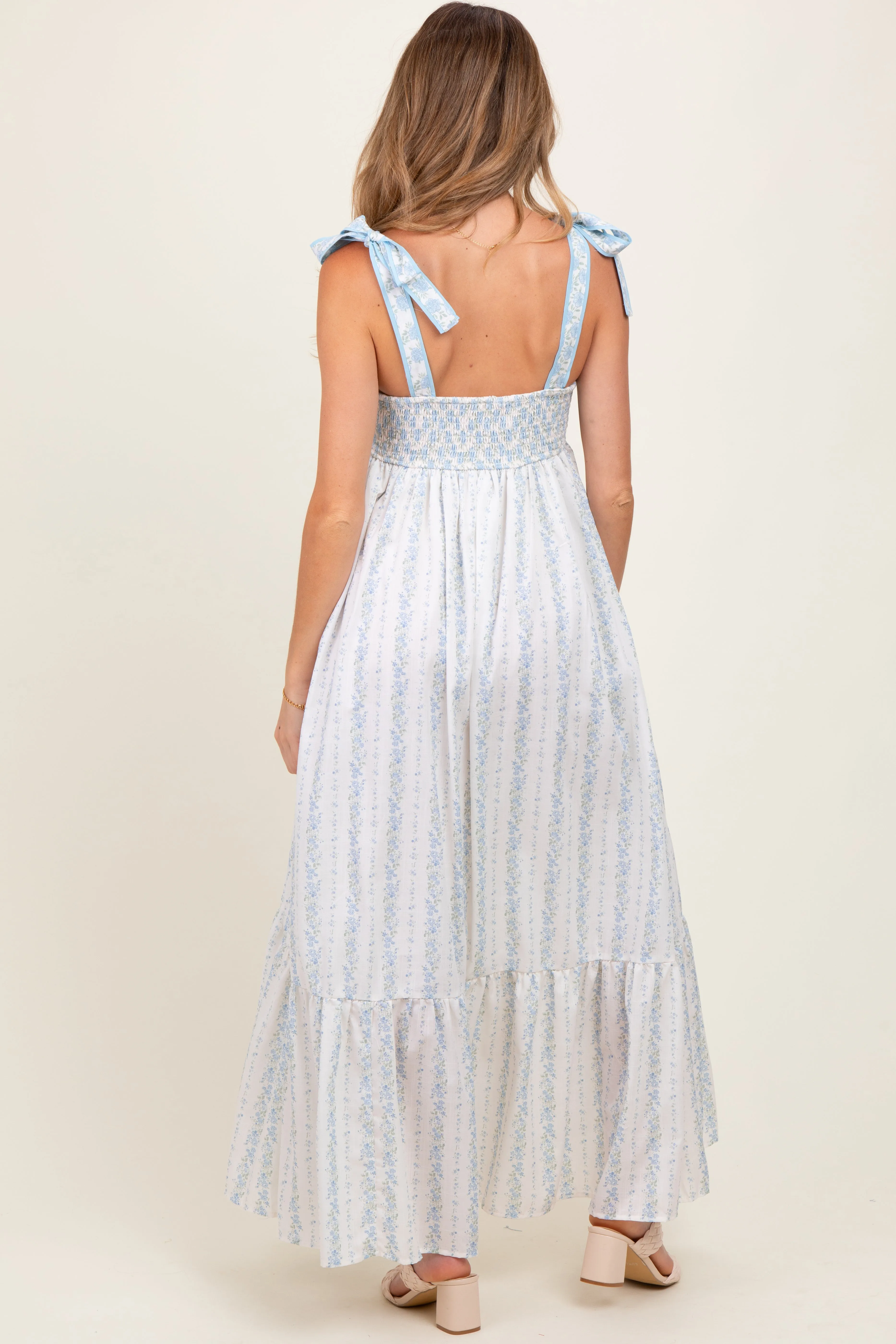 Light Blue Floral Floral Cotton Maternity Dress sold by Pinkblush product image thumbnail 3