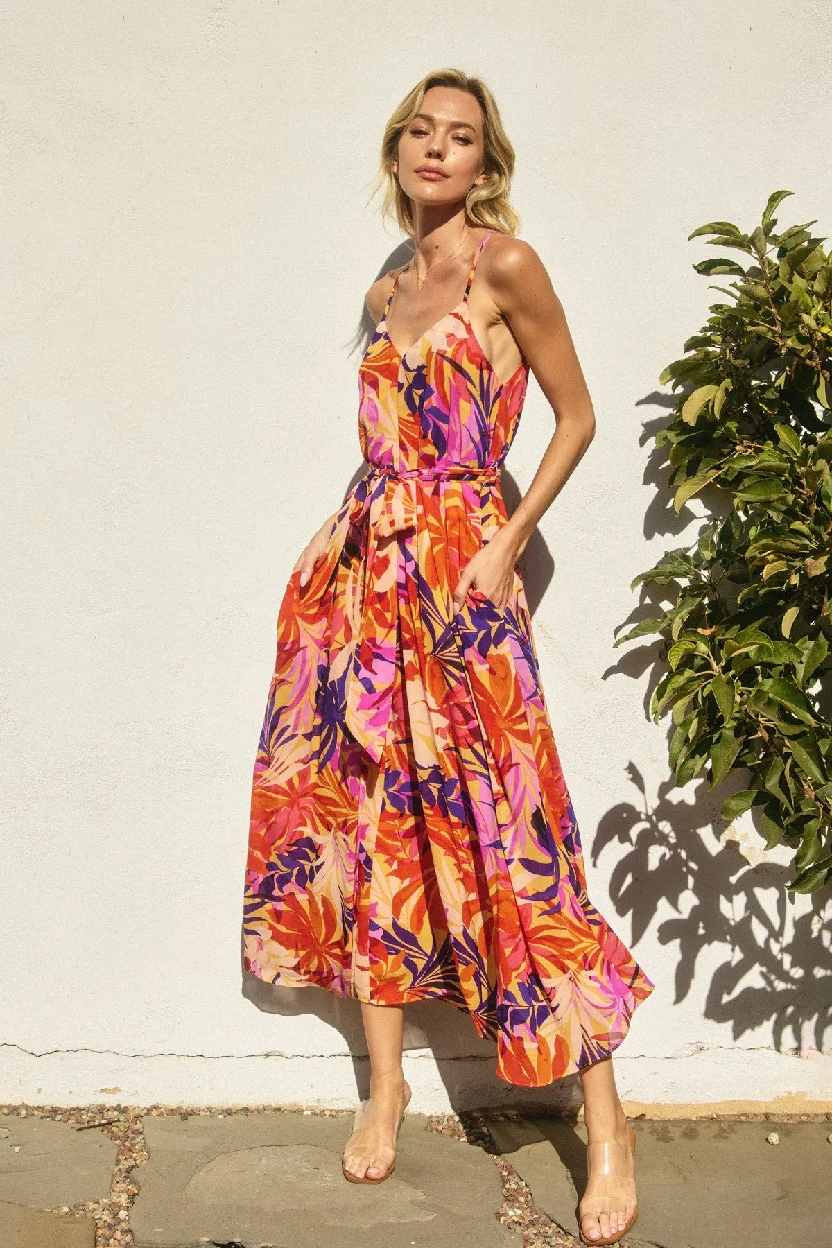 Orange Tropical Sash Tie Maxi Dress sold by Pinkblush product image thumbnail 2