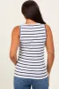 White Striped Ribbed Fitted Maternity Tank Top sold by Pinkblush