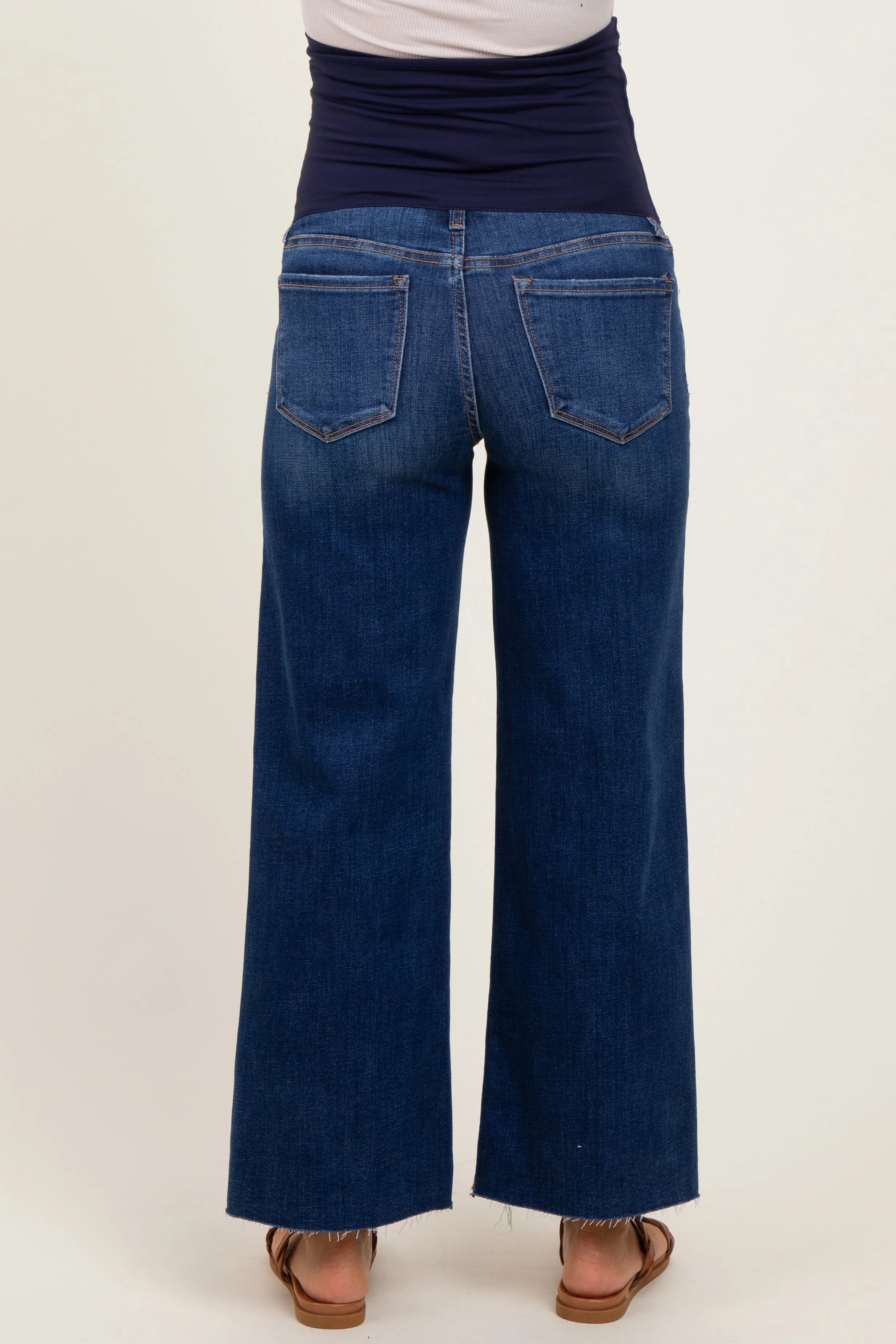 Navy Cut Hem Wide Leg Maternity Jeans sold by Pinkblush product image thumbnail 5
