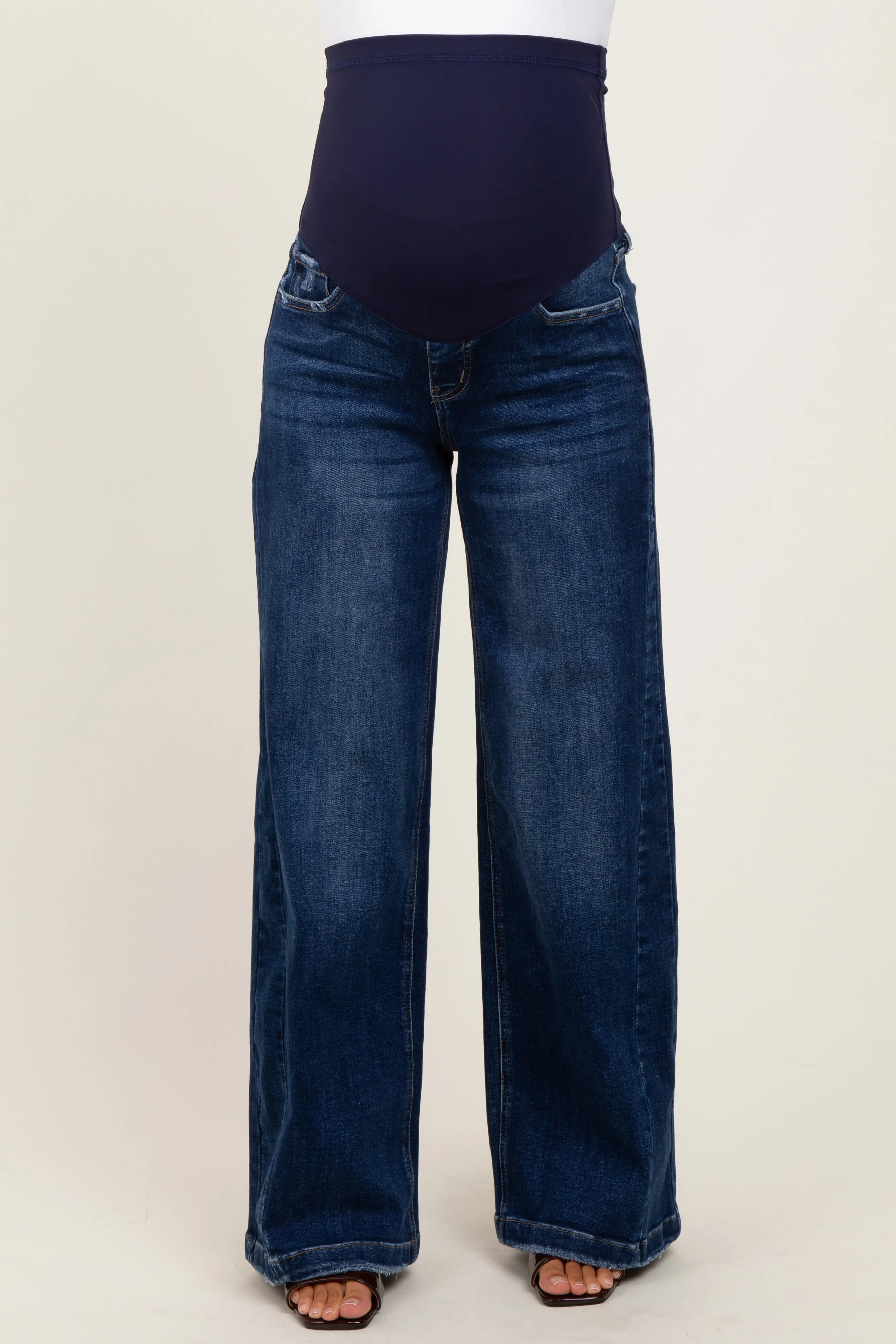 Navy Baggy Wide Leg Maternity Jeans sold by Pinkblush product image thumbnail 2