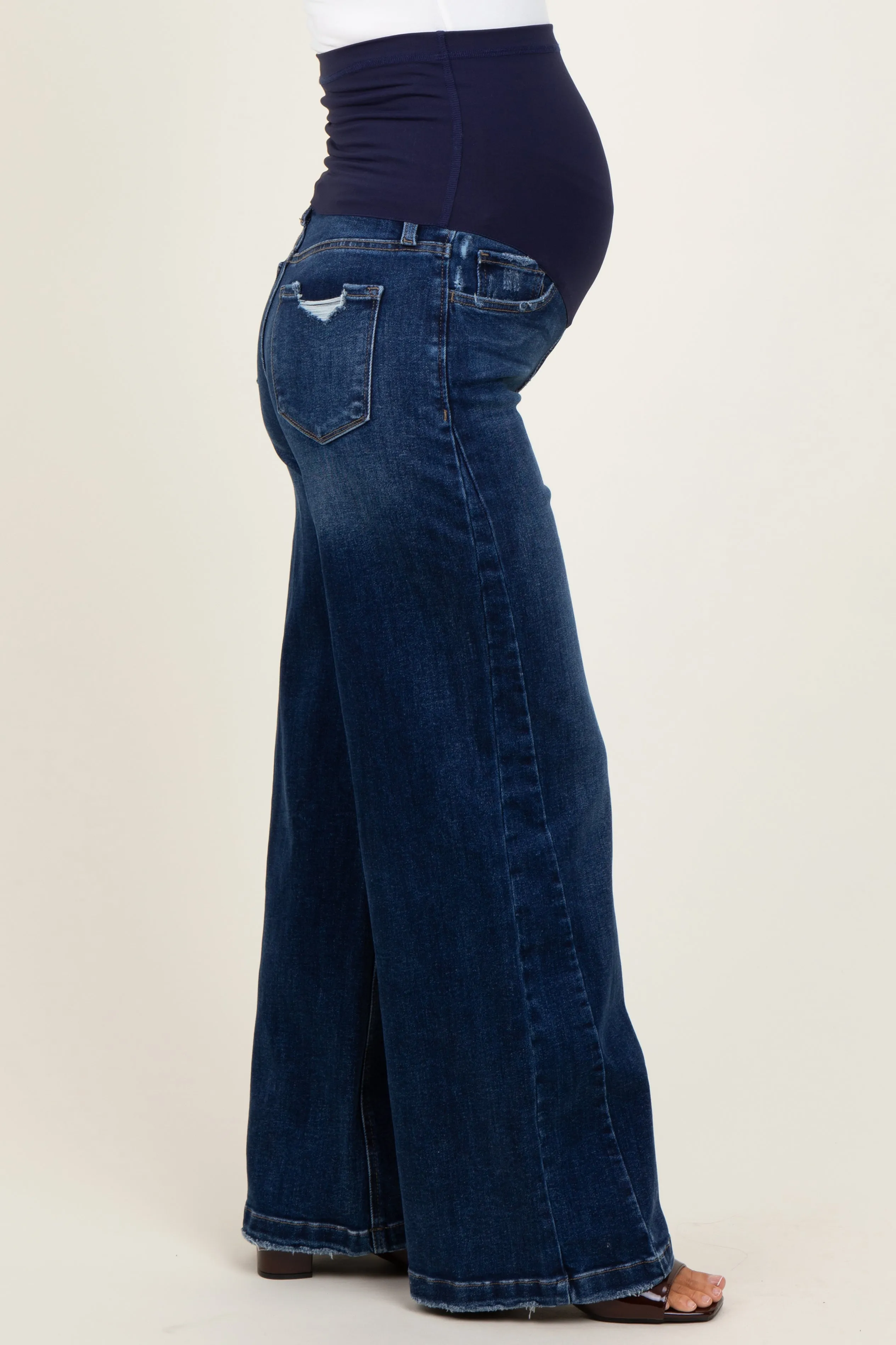 Navy Baggy Wide Leg Maternity Jeans sold by Pinkblush product image thumbnail 3
