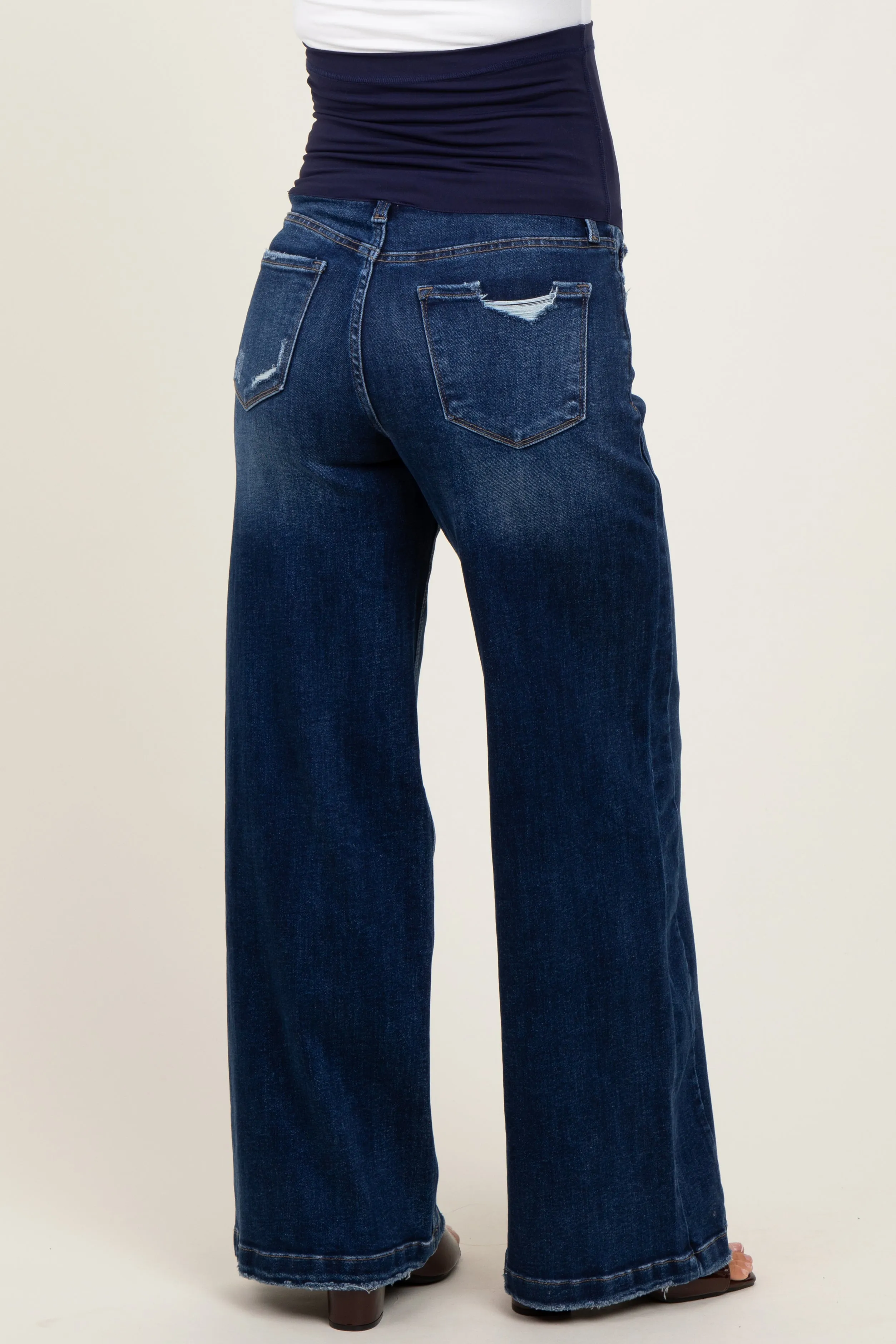Navy Baggy Wide Leg Maternity Jeans sold by Pinkblush product image thumbnail 4
