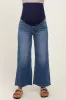 Blue Raw Hem Cropped Wide Leg Maternity Jeans sold by Pinkblush