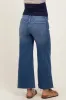 Blue Raw Hem Cropped Wide Leg Maternity Jeans sold by Pinkblush