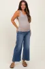 Blue Raw Hem Cropped Wide Leg Maternity Jeans sold by Pinkblush