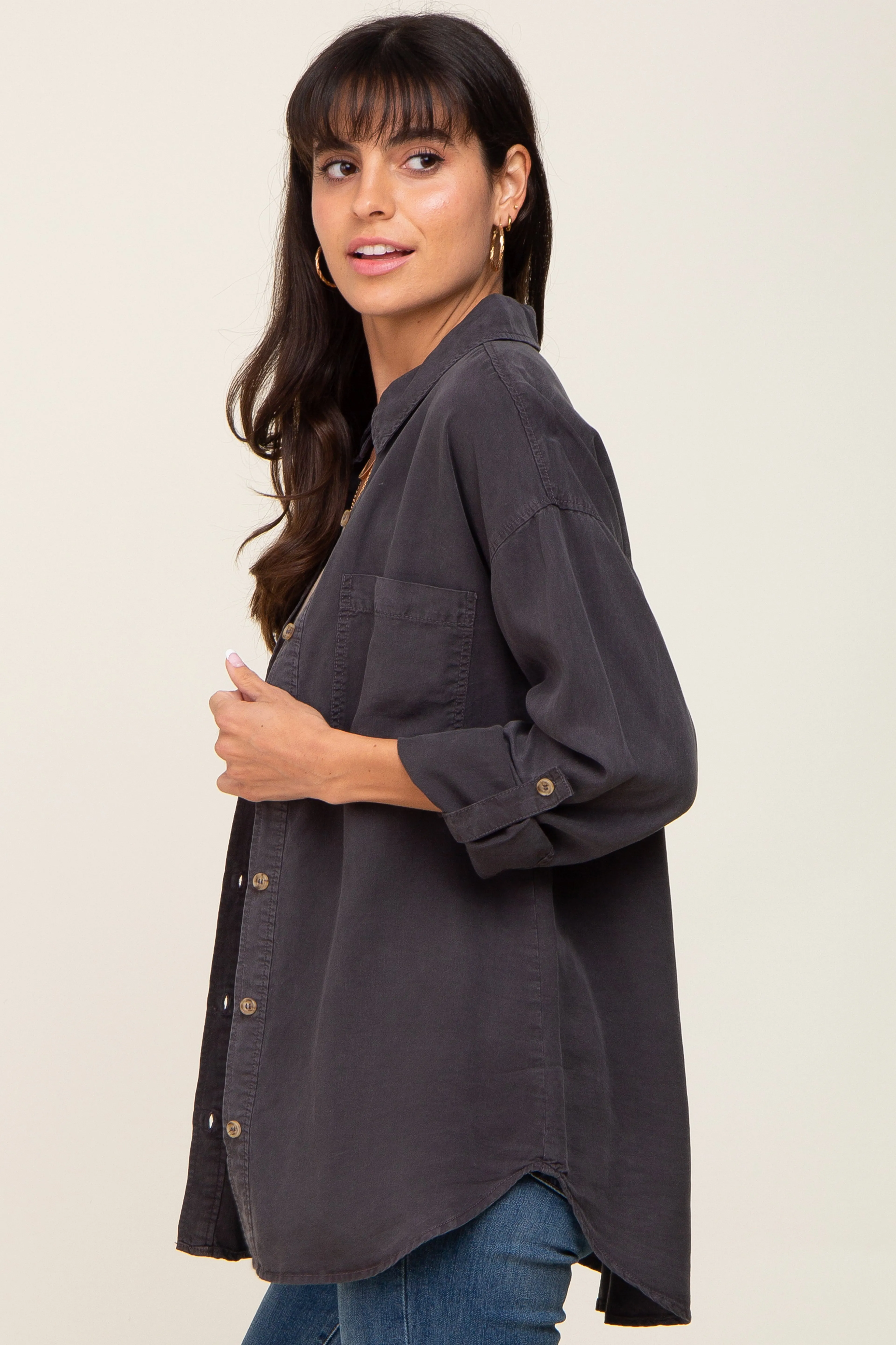 Charcoal Button Down Top sold by Pinkblush product image thumbnail 2