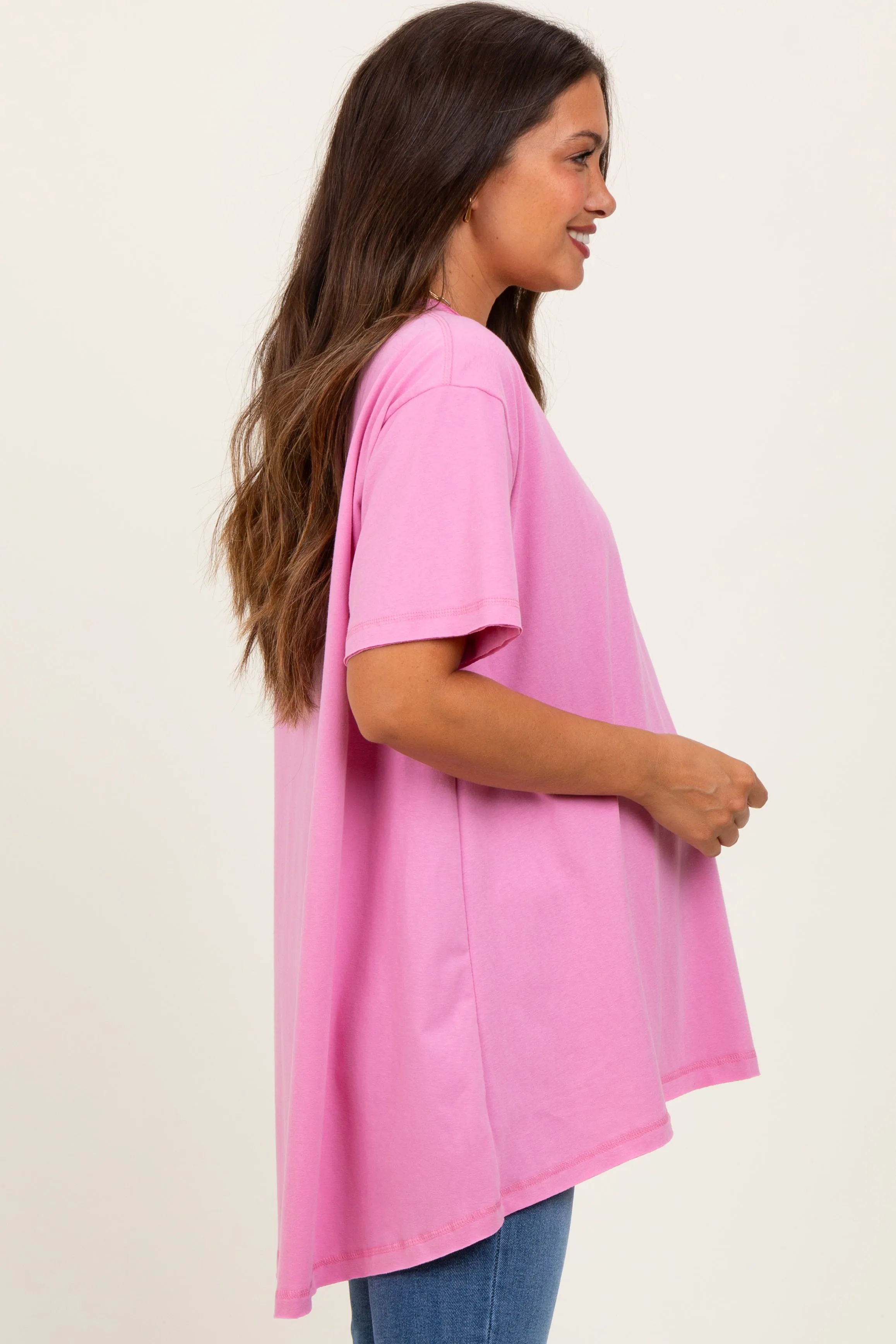 Pink Oversized Cut Hem Maternity Short Sleeve T-Shirt sold by Pinkblush product image thumbnail 3