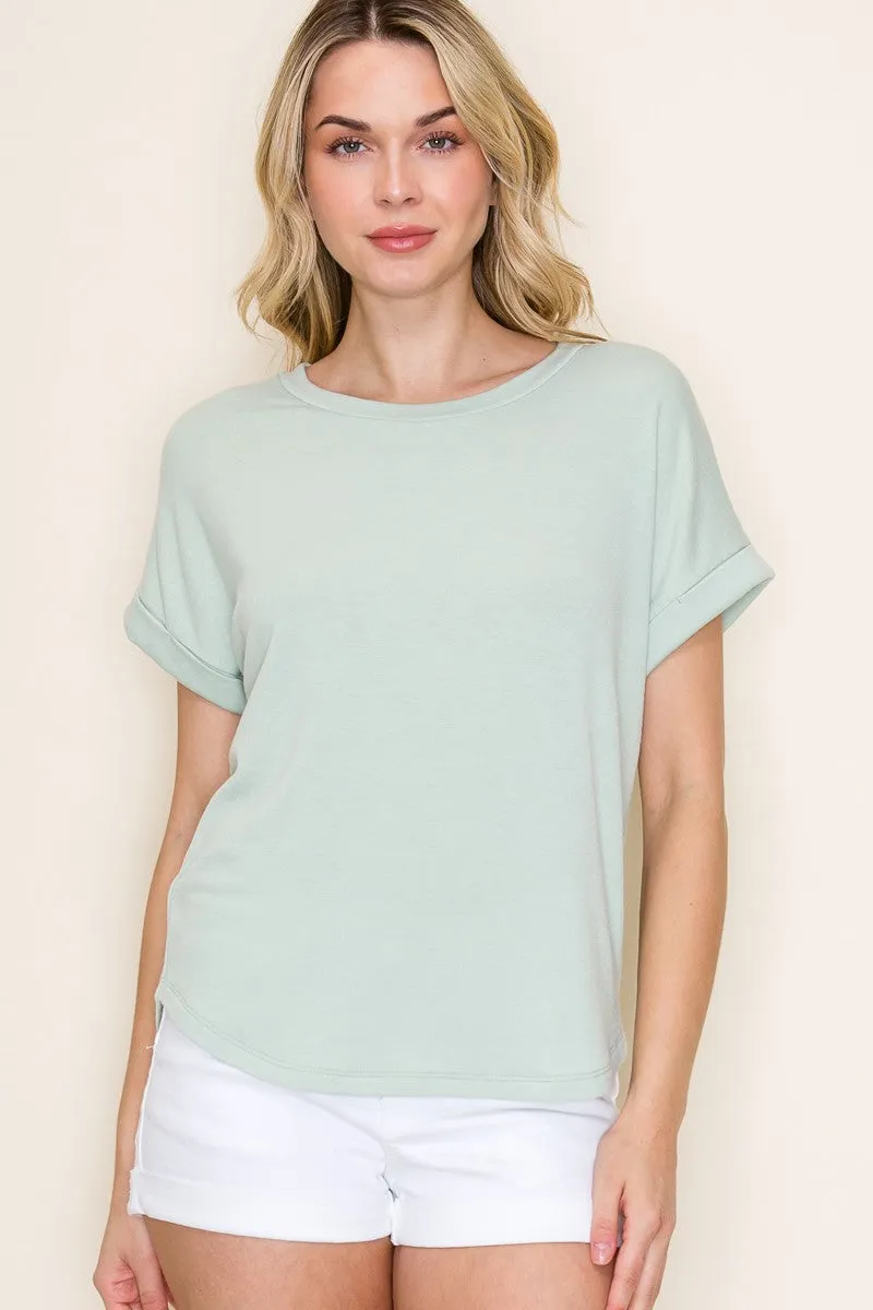 Light Olive French Terry Top sold by Pinkblush