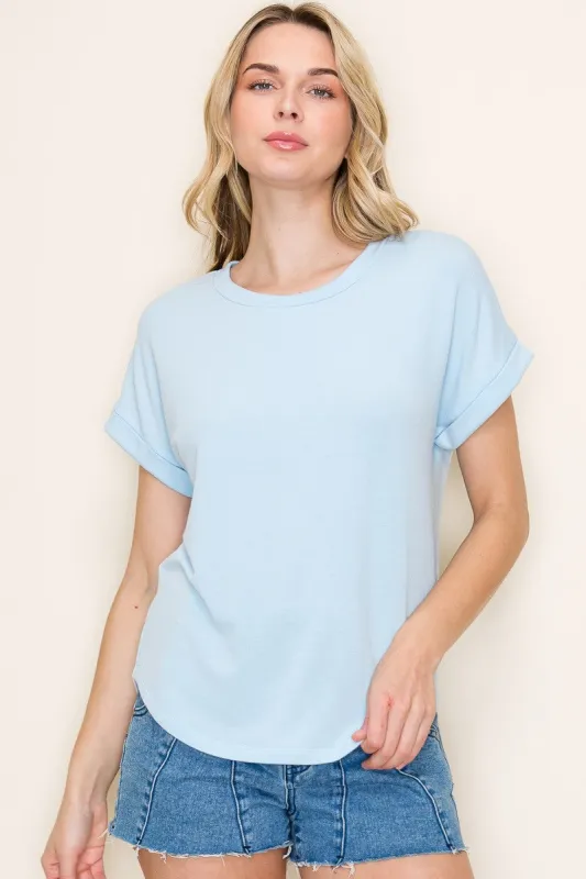 Light Blue French Terry Top sold by Pinkblush