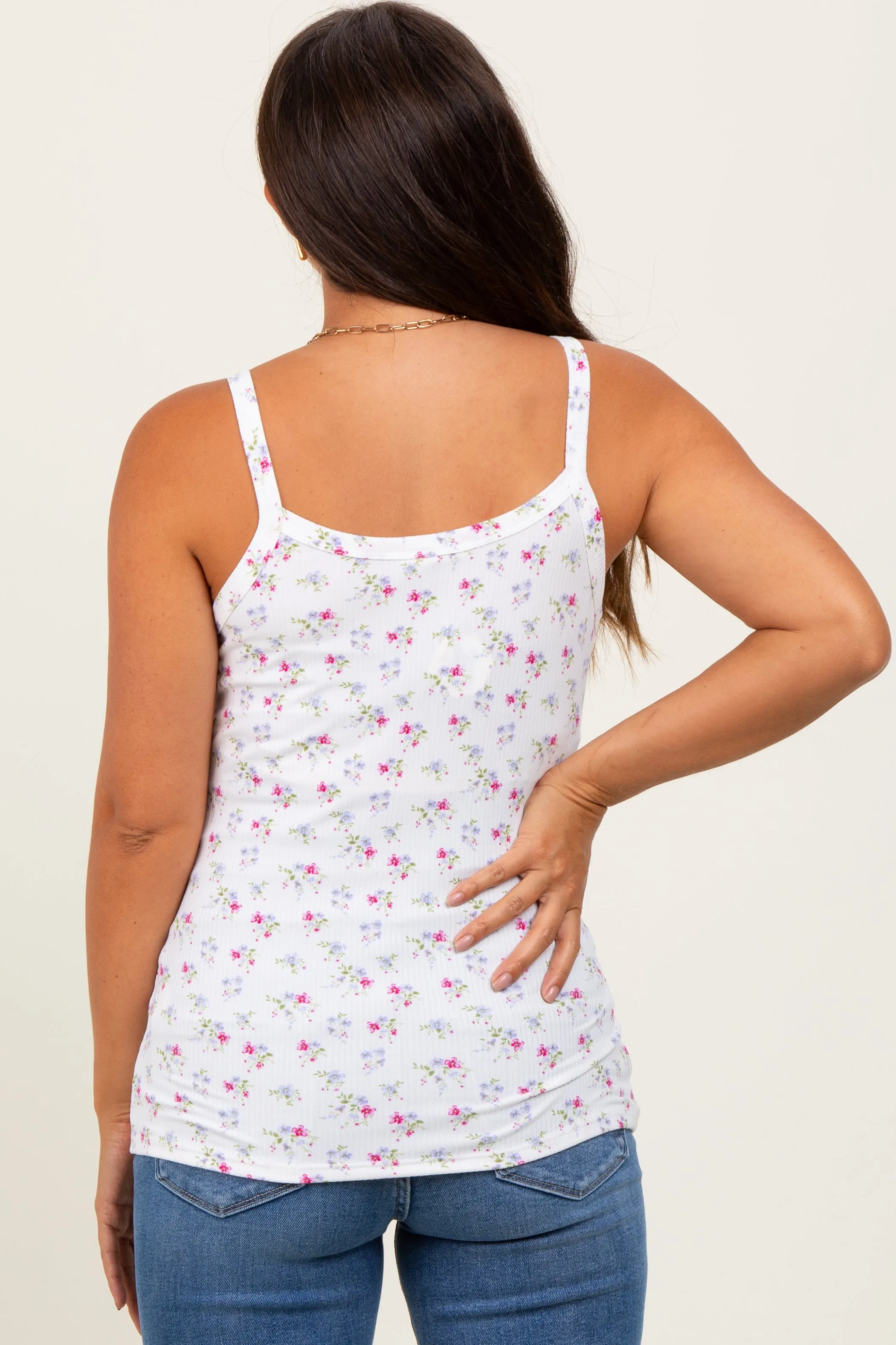 Lavender Floral Ribbed Maternity Tank Top sold by Pinkblush product image thumbnail 4