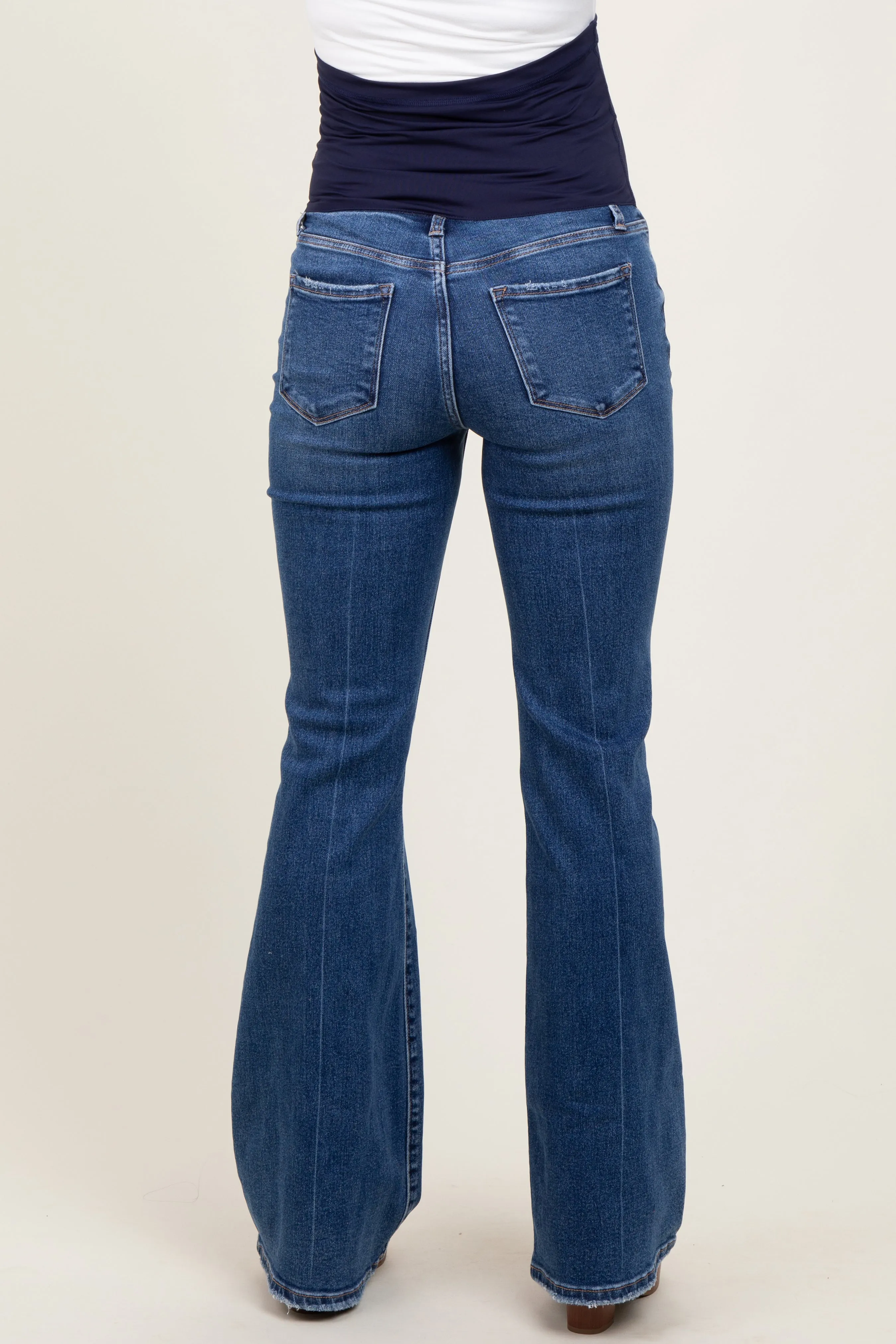 Navy Blue Distressed Maternity Flare Jeans sold by Pinkblush product image thumbnail 5