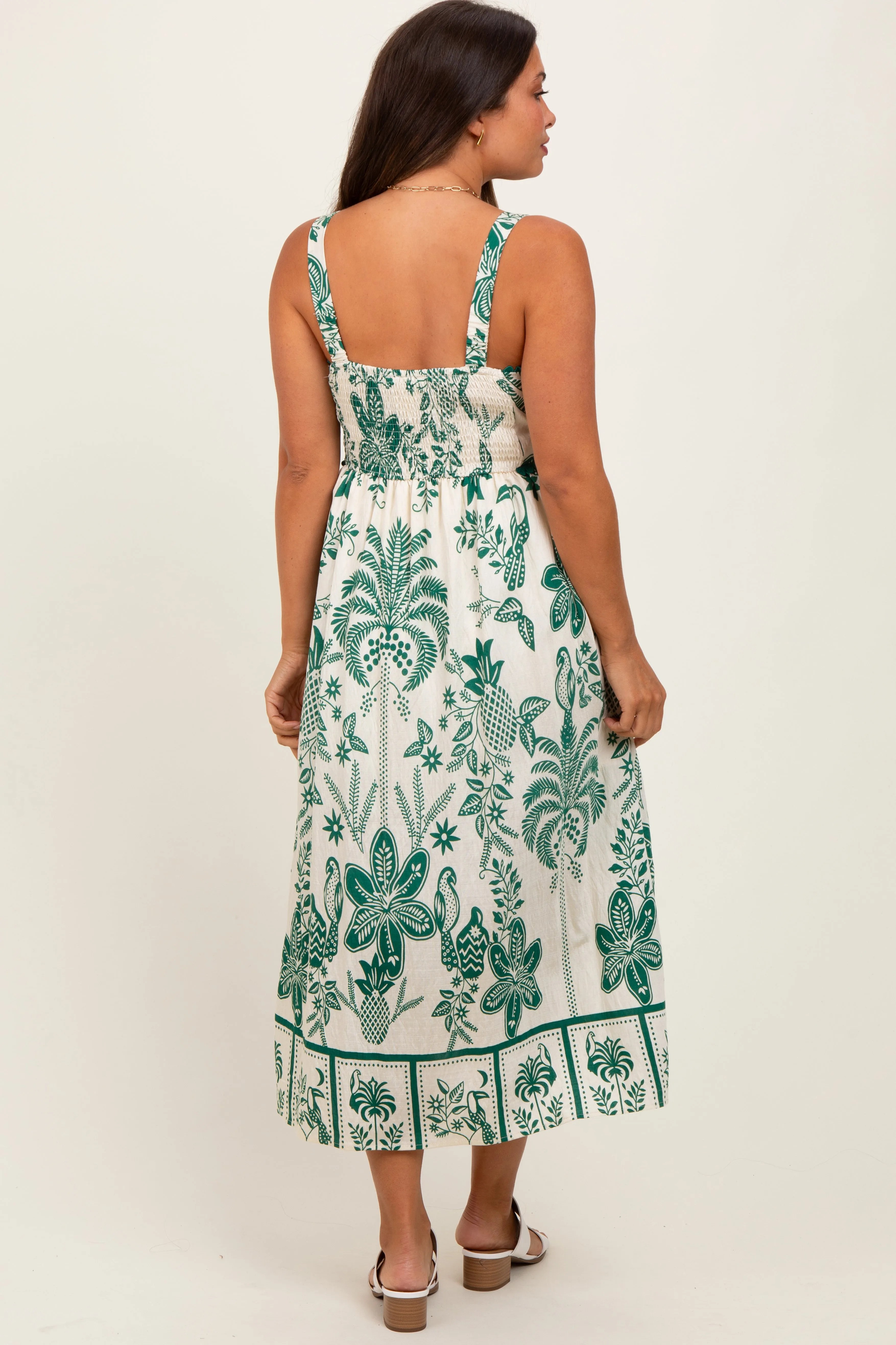 Green Floral Scallop Trim Maternity Midi Dress sold by Pinkblush product image thumbnail 4
