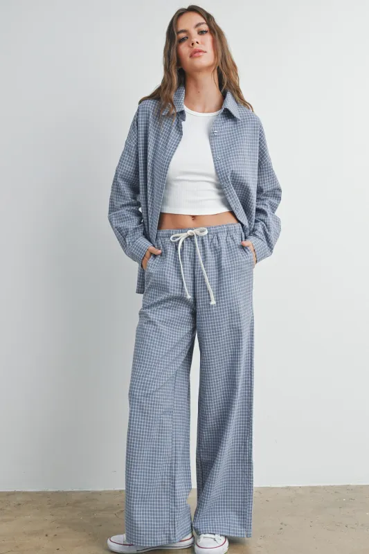 Blue Checker Plaid Button Down Shirt sold by Pinkblush