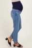 Blue Fringe Hem Ankle Straight Leg Maternity Jeans sold by Pinkblush
