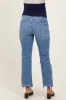 Blue Fringe Hem Ankle Straight Leg Maternity Jeans sold by Pinkblush