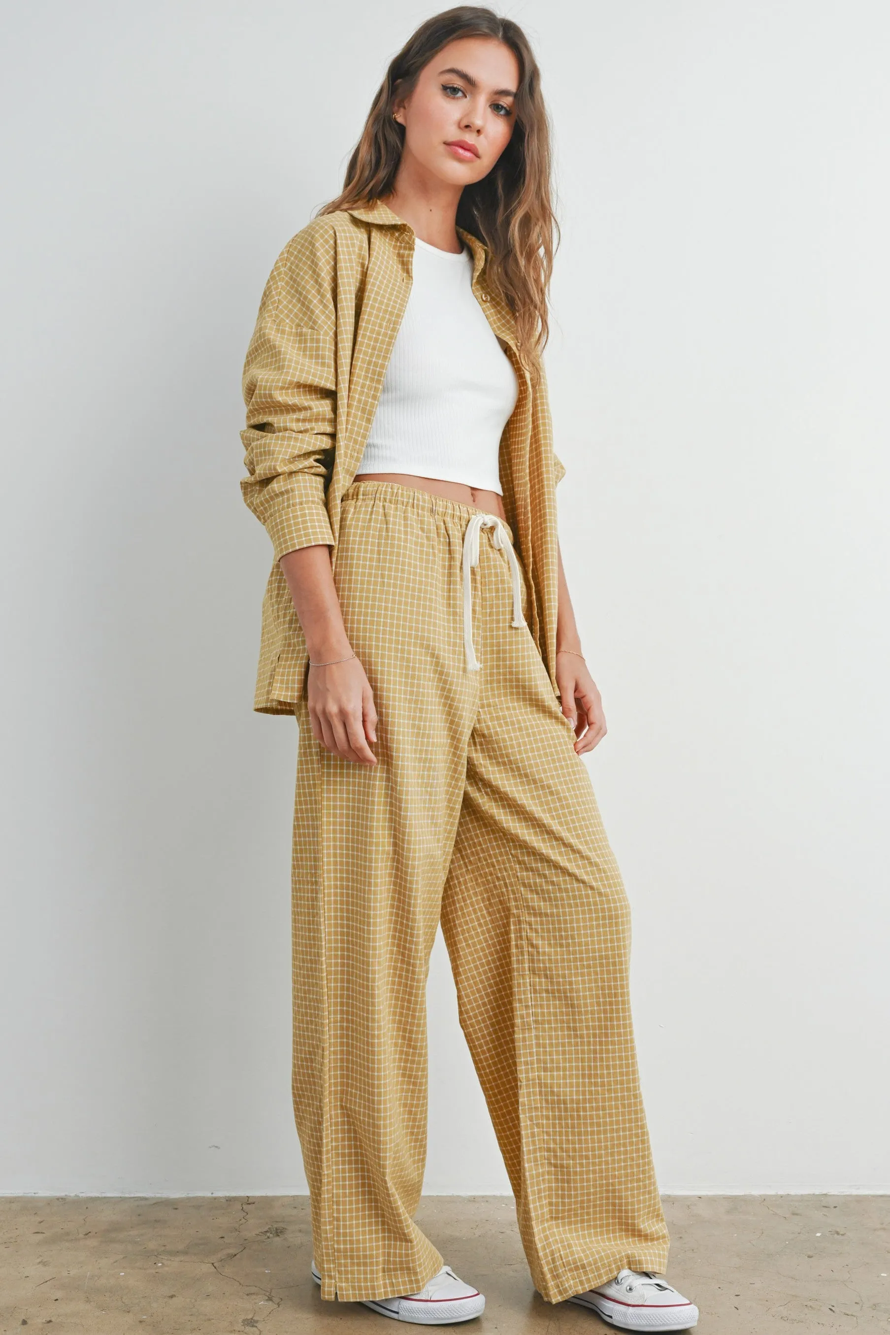 Yellow Checker Plaid Button Down Shirt sold by Pinkblush product image thumbnail 3