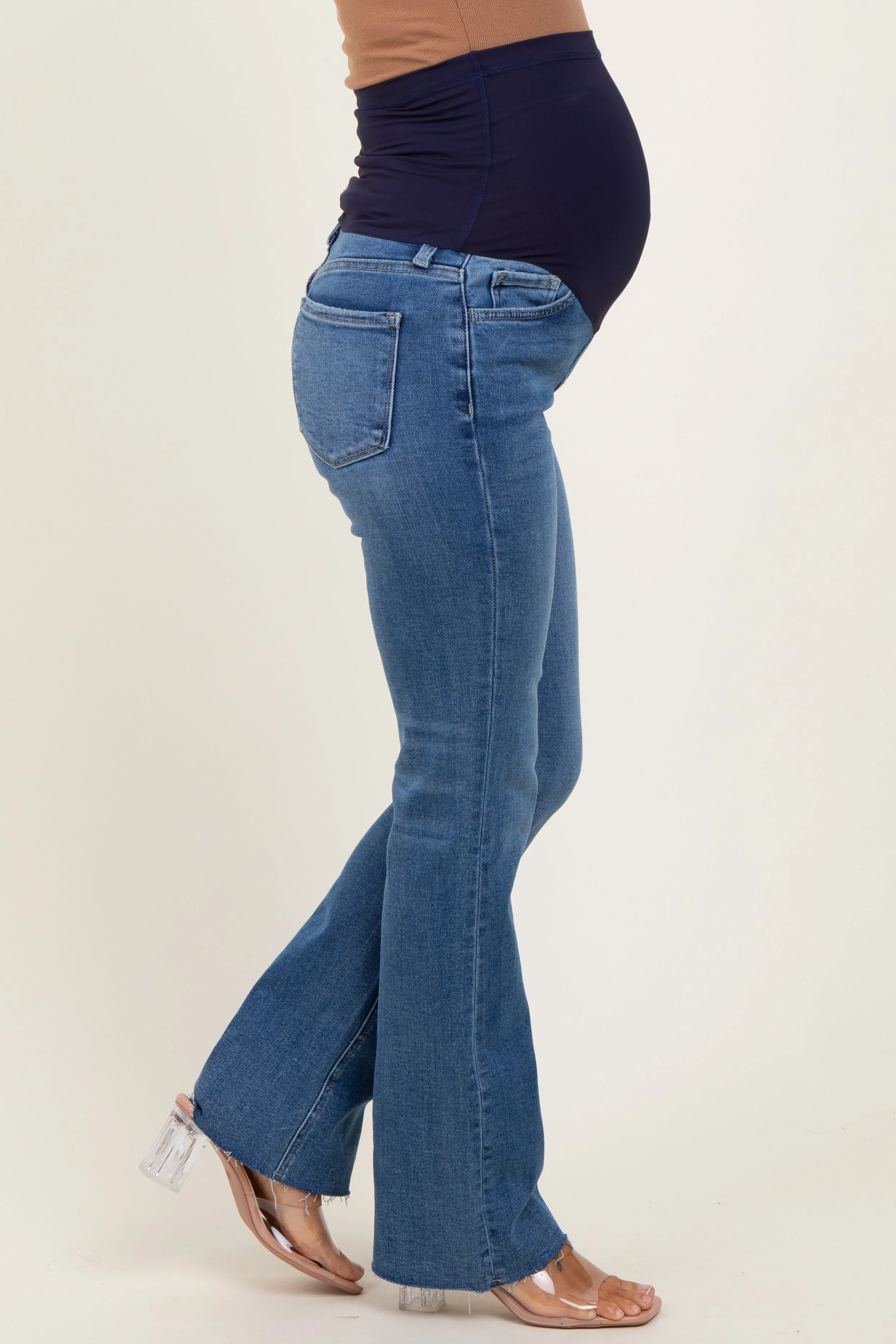 Blue Raw Hem Maternity Bootcut Jeans sold by Pinkblush product image thumbnail 4