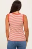 Rust Striped Knit Scallop Trim Sleeveless Maternity Top sold by Pinkblush
