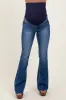 Navy Blue Fringe Hem Maternity Flare Jeans sold by Pinkblush