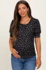 Black Floral Ribbed Puff Sleeve Maternity Top sold by Pinkblush